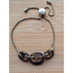 Michael Kors Adjustable Chain Link Slider Boho Gold Tone Bracelet